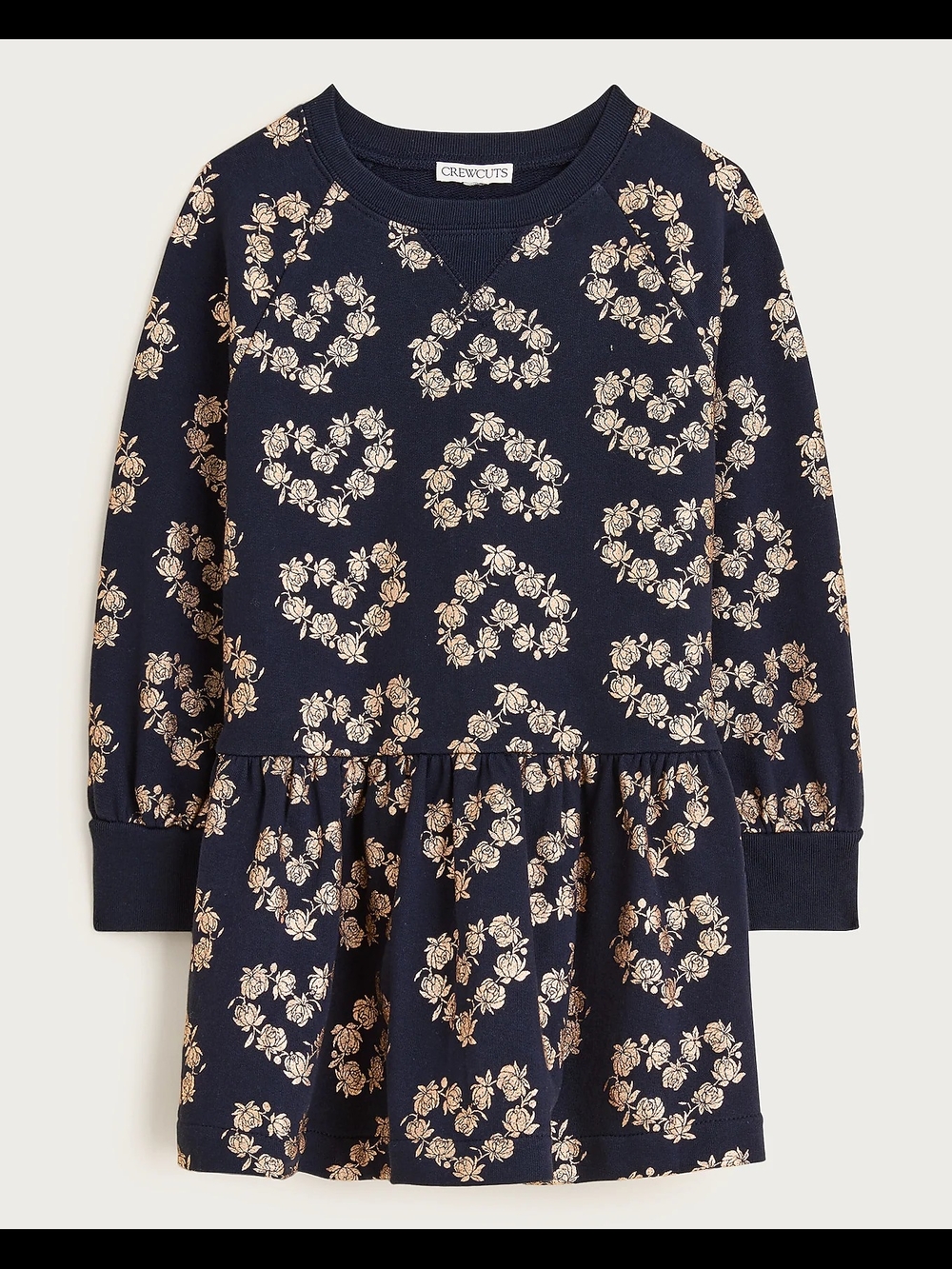 Crewcuts Girls Sweatshirt Long Sleeves Dress, 7, Blue/ Mettalic Rose Gold